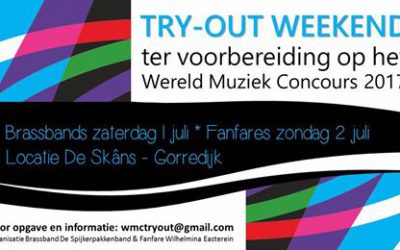 Try-out weekend WMC 2017 voor fanfare en brassband