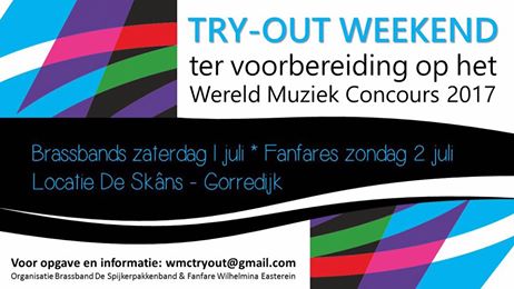 Try-out weekend WMC 2017 voor fanfare en brassband