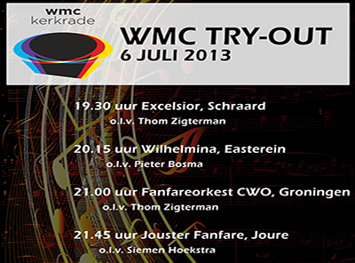 Try-out Concert WMC 2013 op zaterdag 6 juli in Ureterp