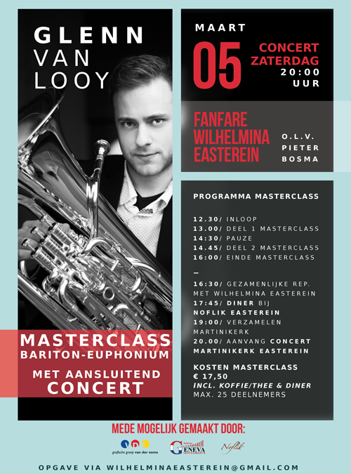Masterclass Glenn van Looy voor euphonium-baritonspelers